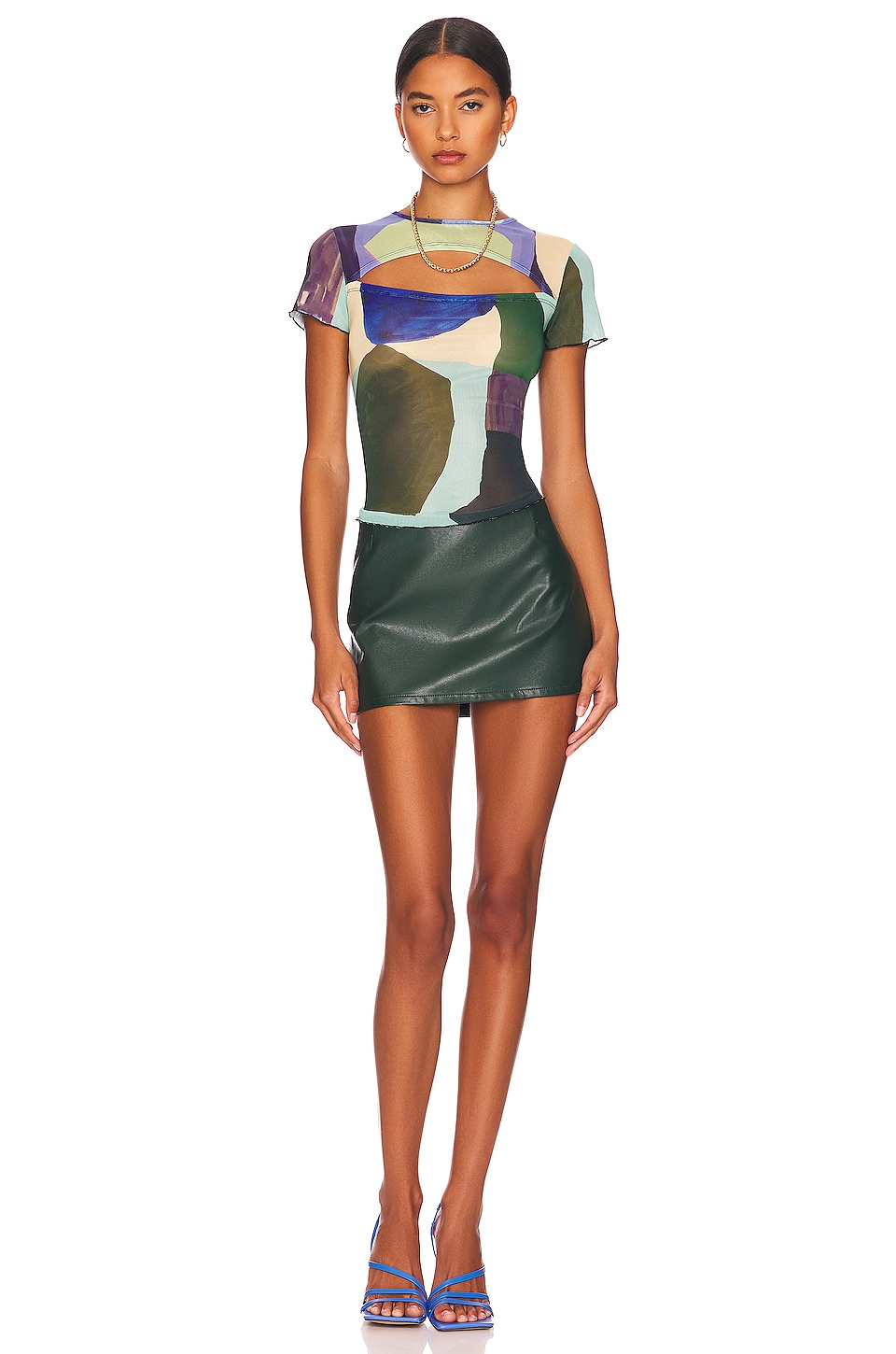 Miaou x Paloma Elsesser Lace Back Tee in Abstraction | REVOLVE