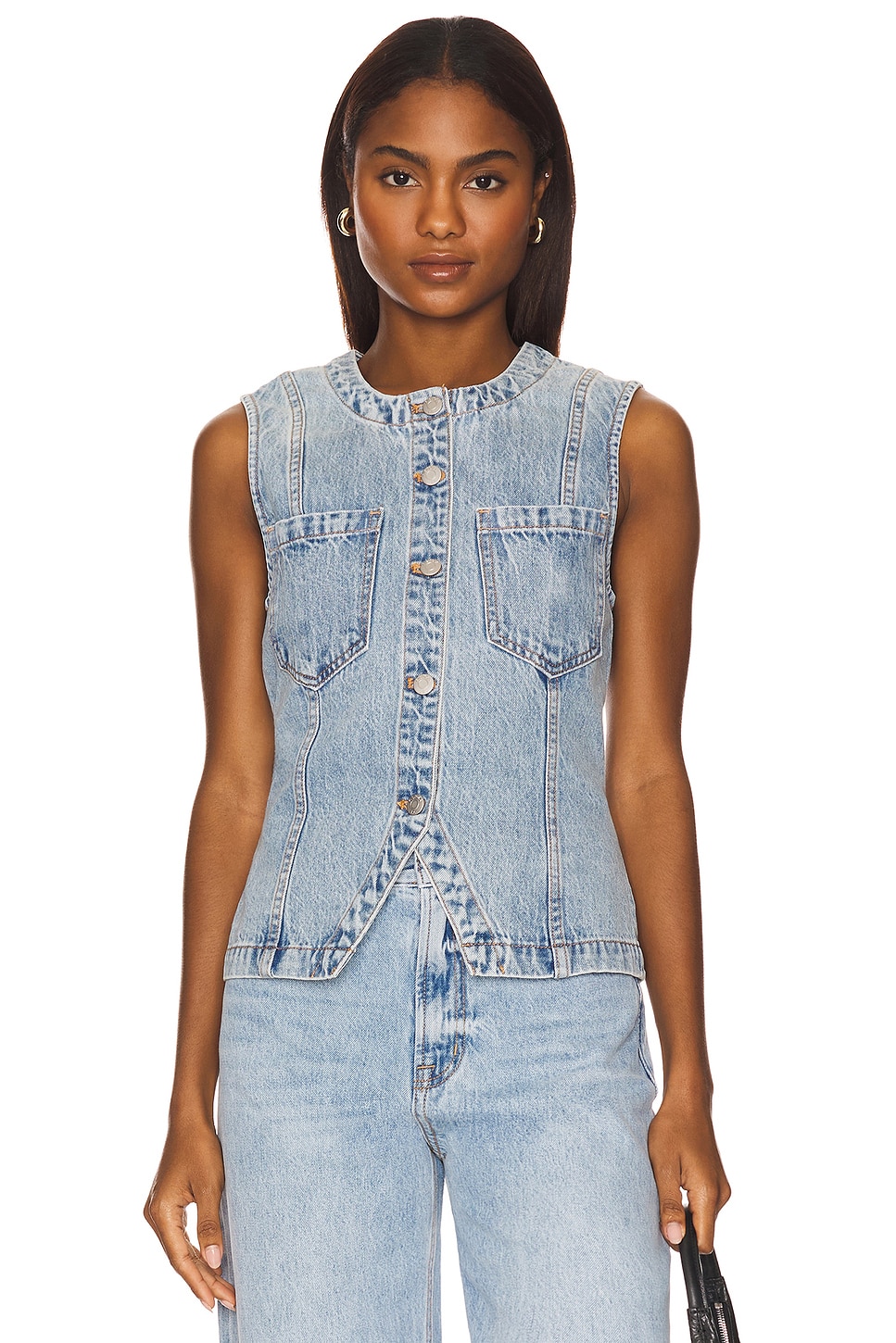 PISTOLA Gia Fitted Collar Vest in Gaze | REVOLVE