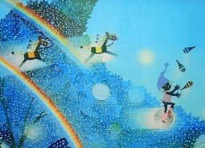 藤城清治『風の中の白いピアノ』をお買取りいたします。【2019年買取