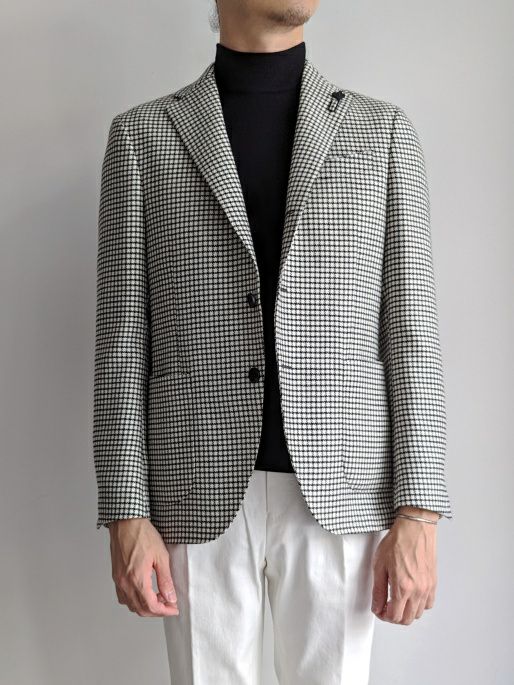 LARDINI ラルディーニ グレンチェック柄2Bジャケット BLACK.C | ITAL