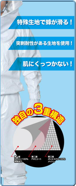 送料、代引手数料無料】 蜂防護服 ”ラプター3” V-1000 【蜂防護手袋(V