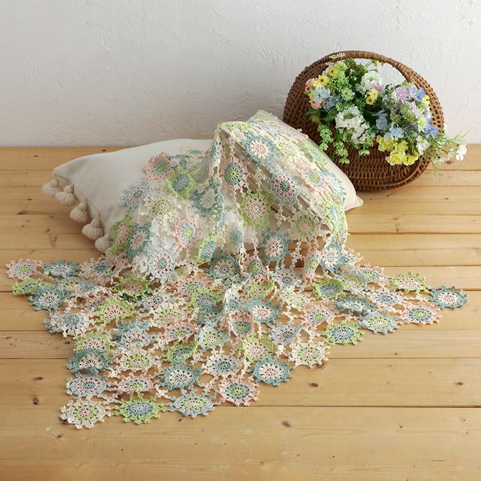 キュートフローラルブランケット＜レトロ＞（編み物 材料セット