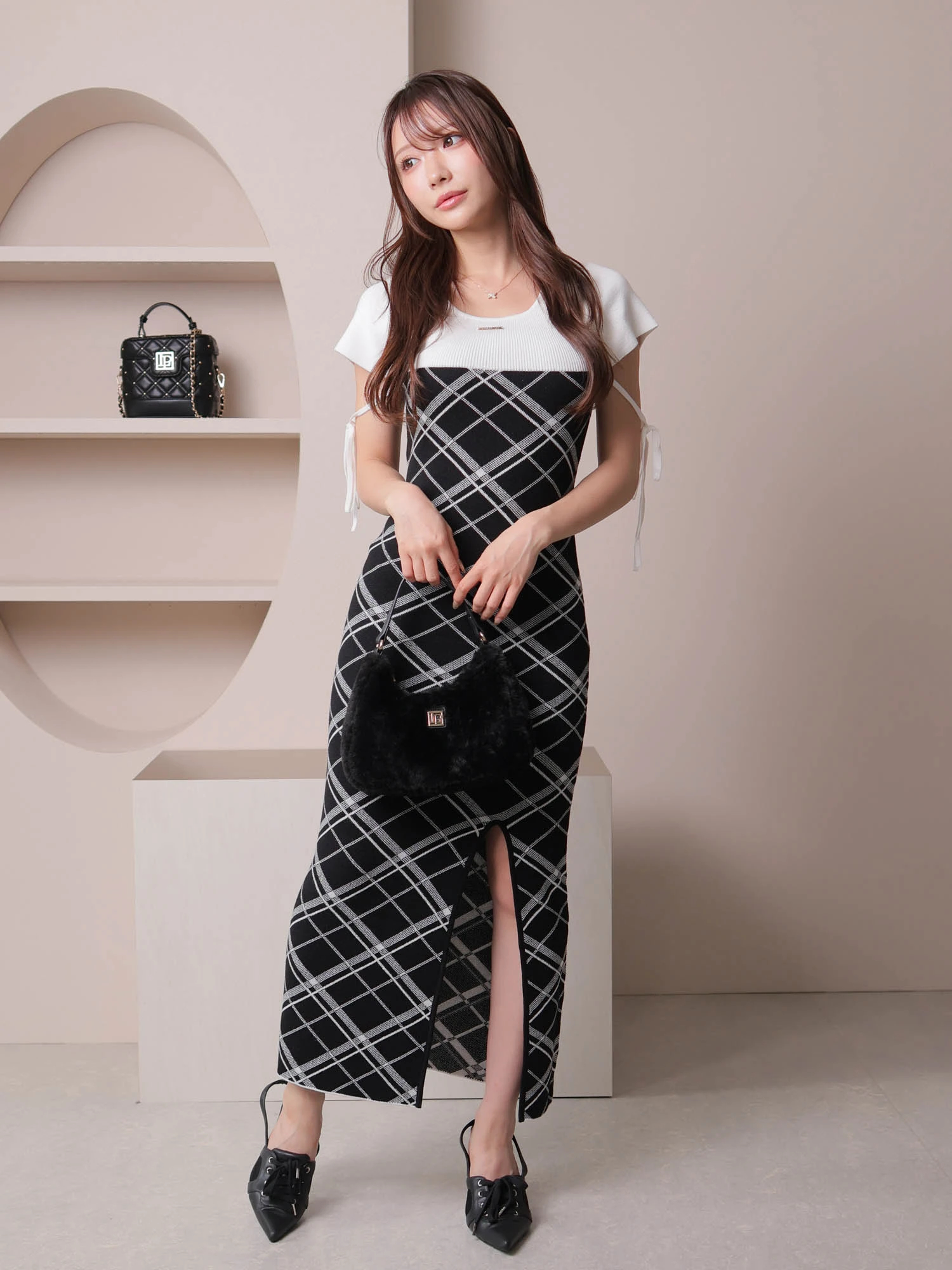 LIP SERVICE（リップサービス）｜ チェックジャガードリボンニット