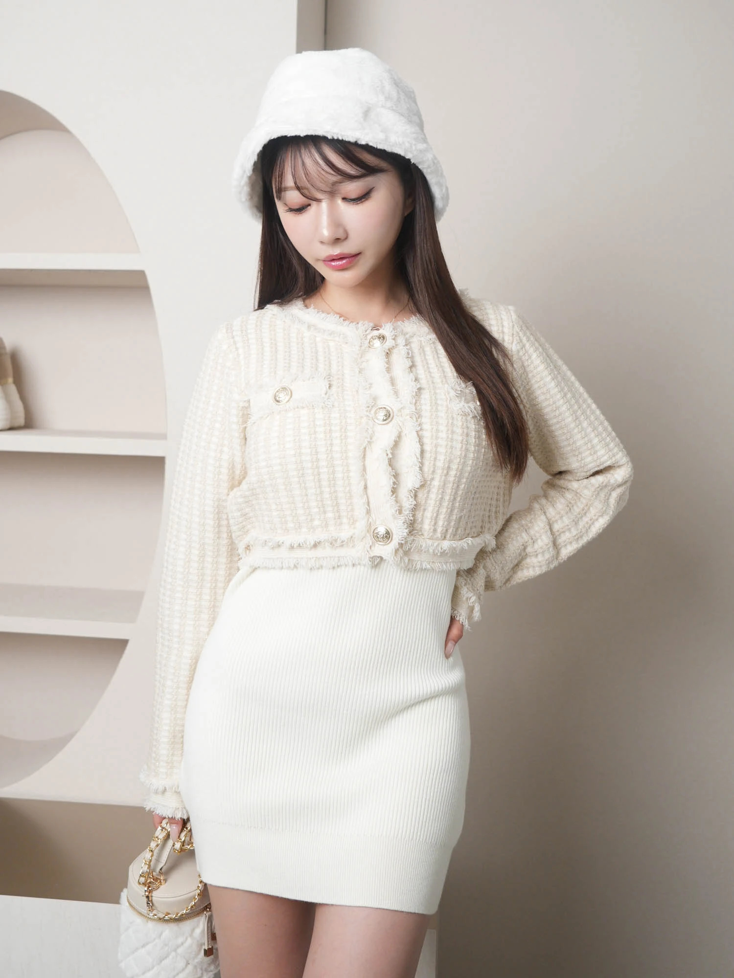 LIP SERVICE（リップサービス）｜ フリンジツイードアンサンブルニット