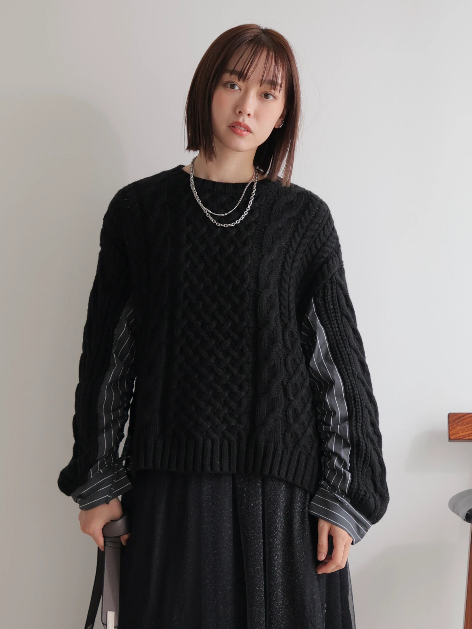 LADYMADE（レディメイド）｜ シャツドッキングケーブルニット アイテム