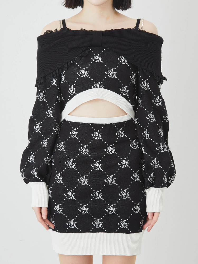 フロント開きモノグラムワンピース - Ank Rouge(アンクルージュ)の