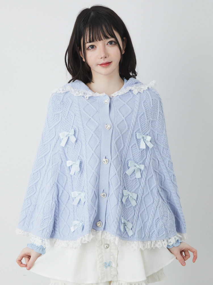 プチリボンケーブルニットポンチョ - Ank Rouge(アンクルージュ)の