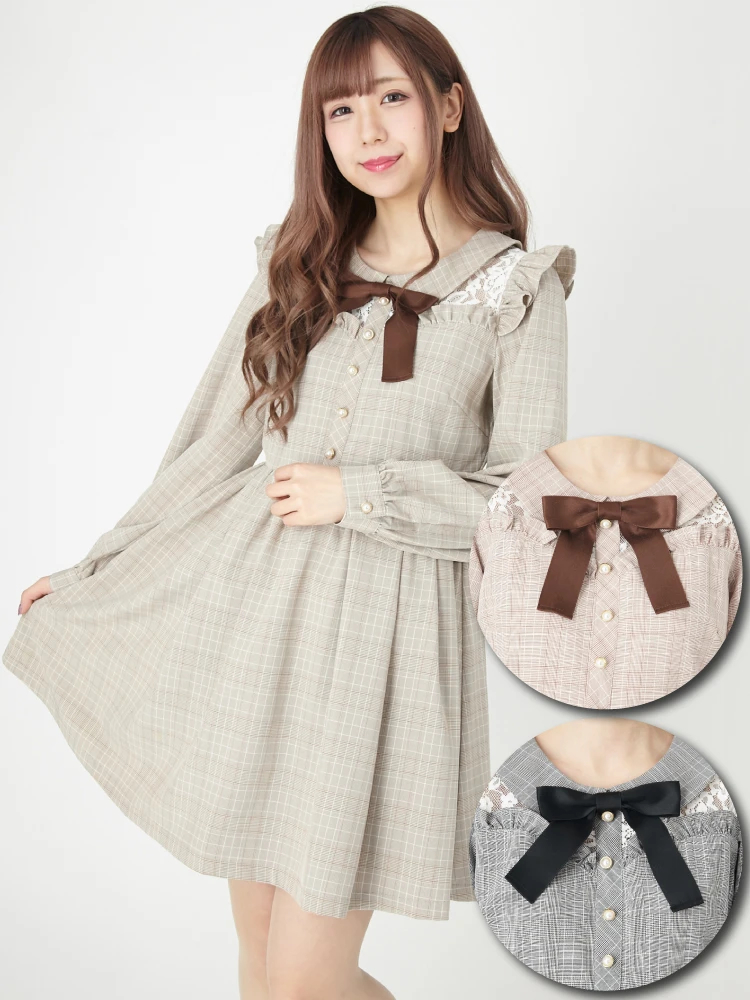 チェック柄レースヨークワンピース - Ank Rouge(アンクルージュ)の