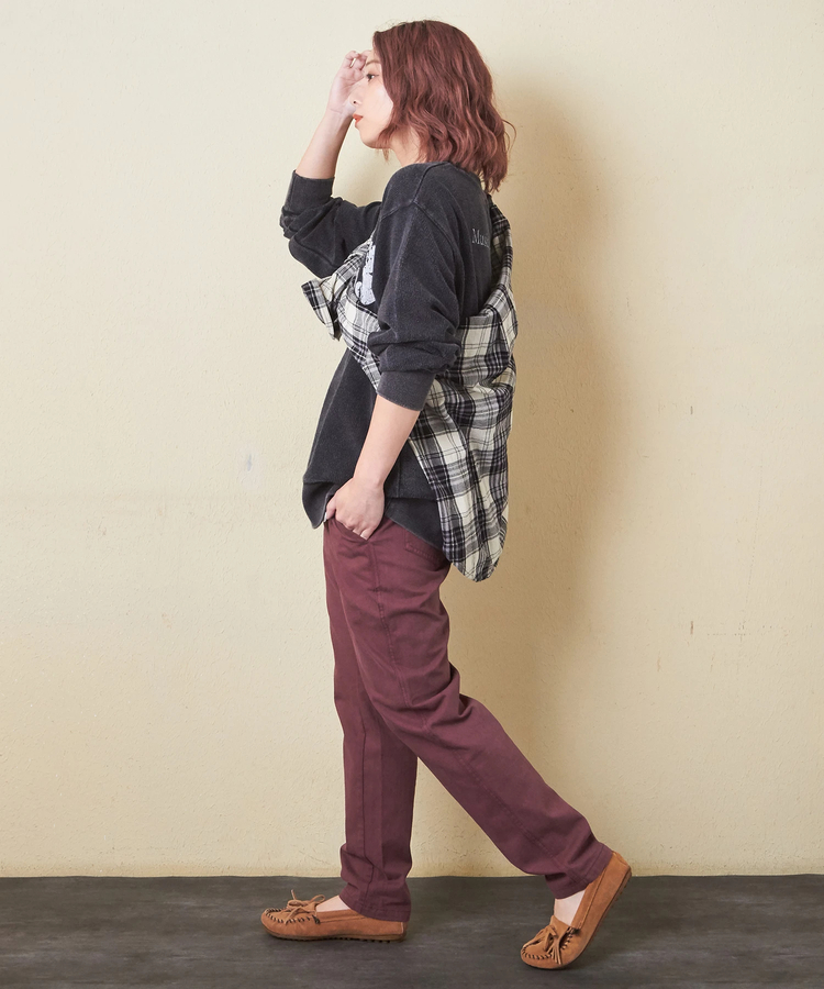 冬クリアランス】ピーチツイル 製品染 らくしゅっと パンツ