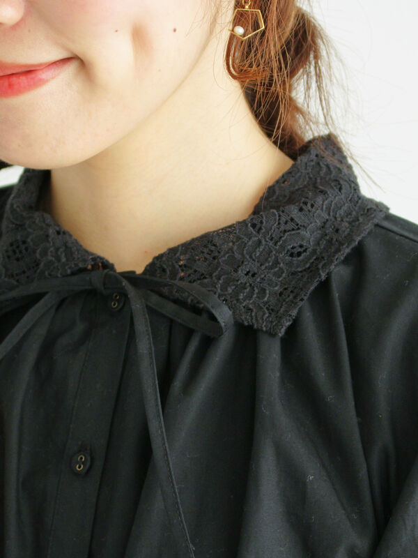 セール】 オーバーレース襟ブラウス（ネイビー/トップス/シャツ