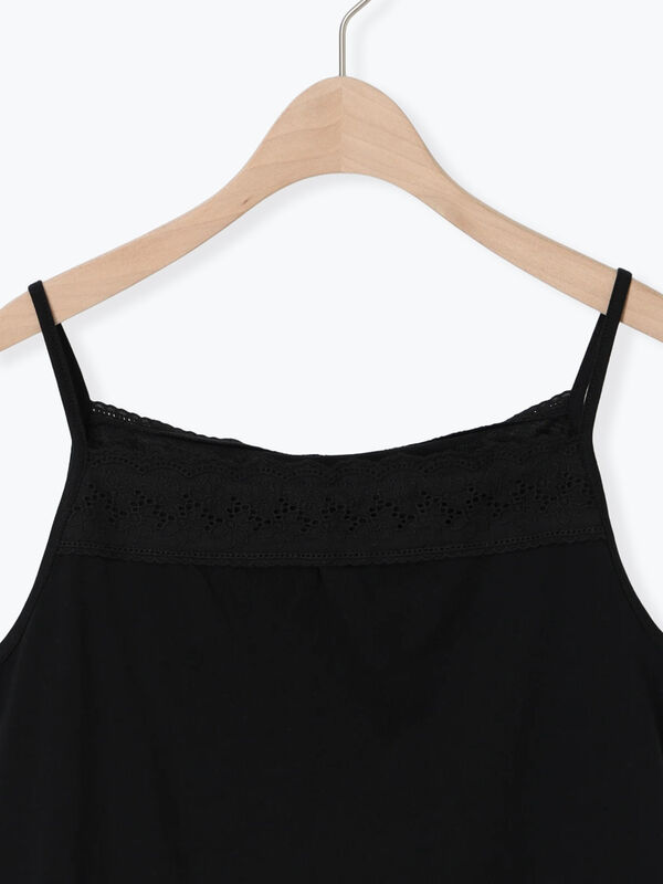 セール】 【接触冷感】胸元レースギャザーキャミソール（オフホワイト