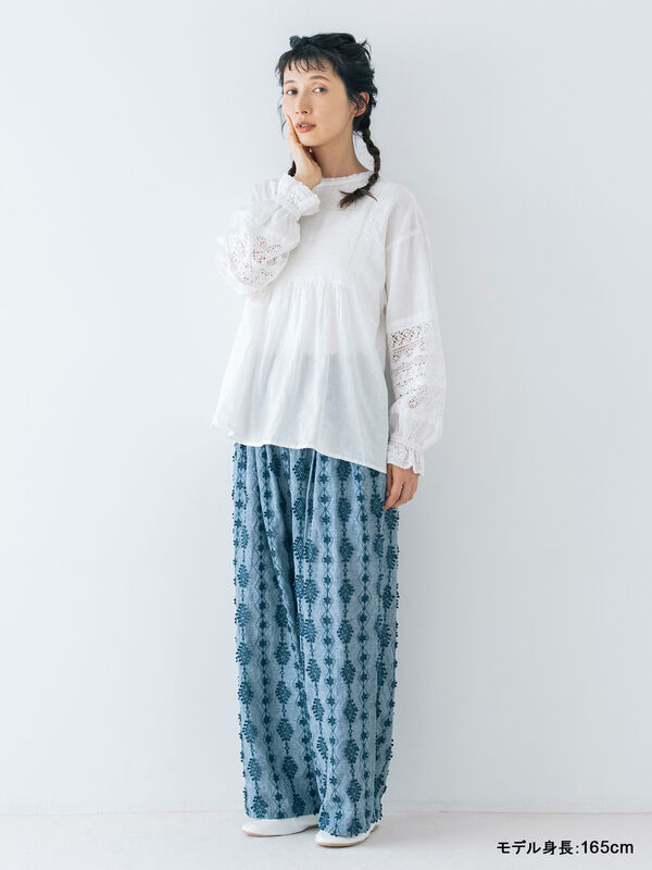 kazumi×Samansa Mos2】袖レース前後着ブラウス（オフホワイト/ブラック