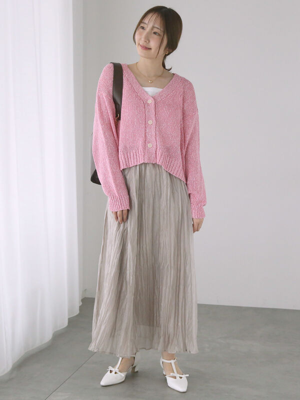 セール】 スラブクロップドVネックカーディガン《2025spring catalog