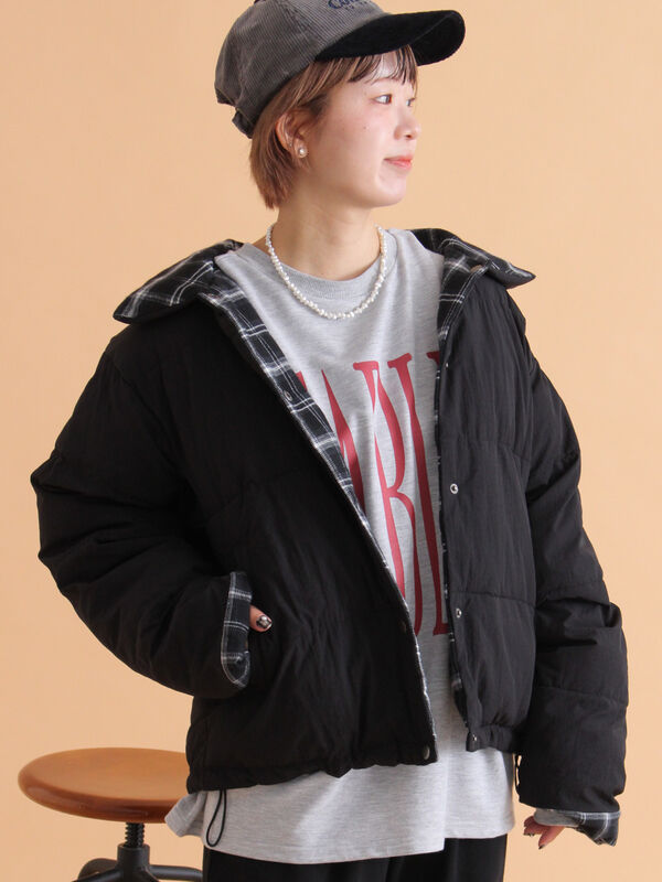 セール】 リバーシブル中綿ジャケット（ブラック/ベージュ/カーキ