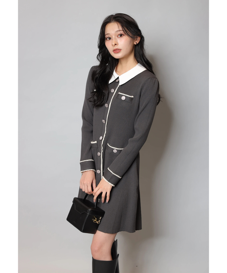 Arpege story限定】衿付2wayレーストリムニットワンピース