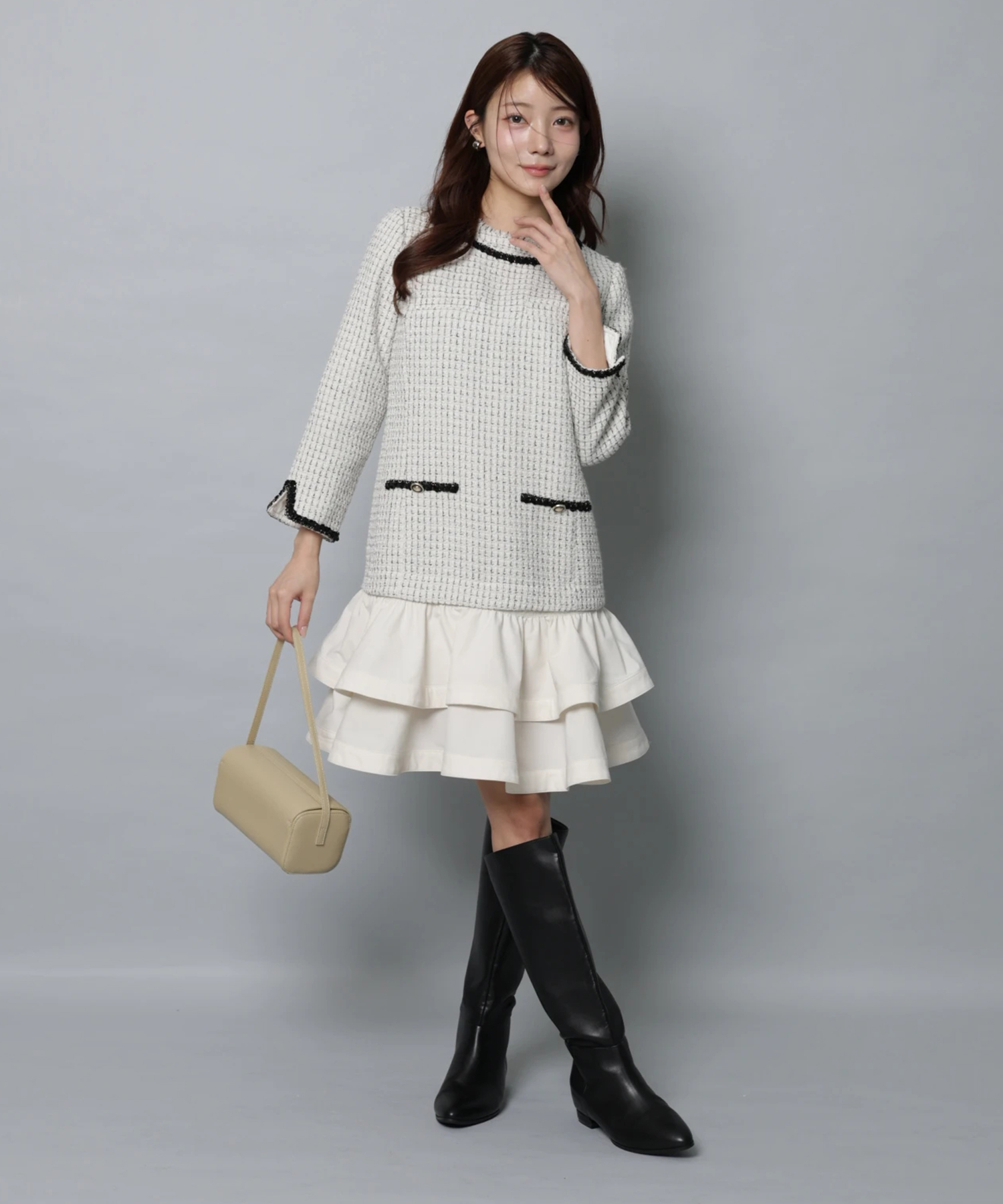 ツイードクラシカルワンピース | ワンピース | Apuweiser-riche