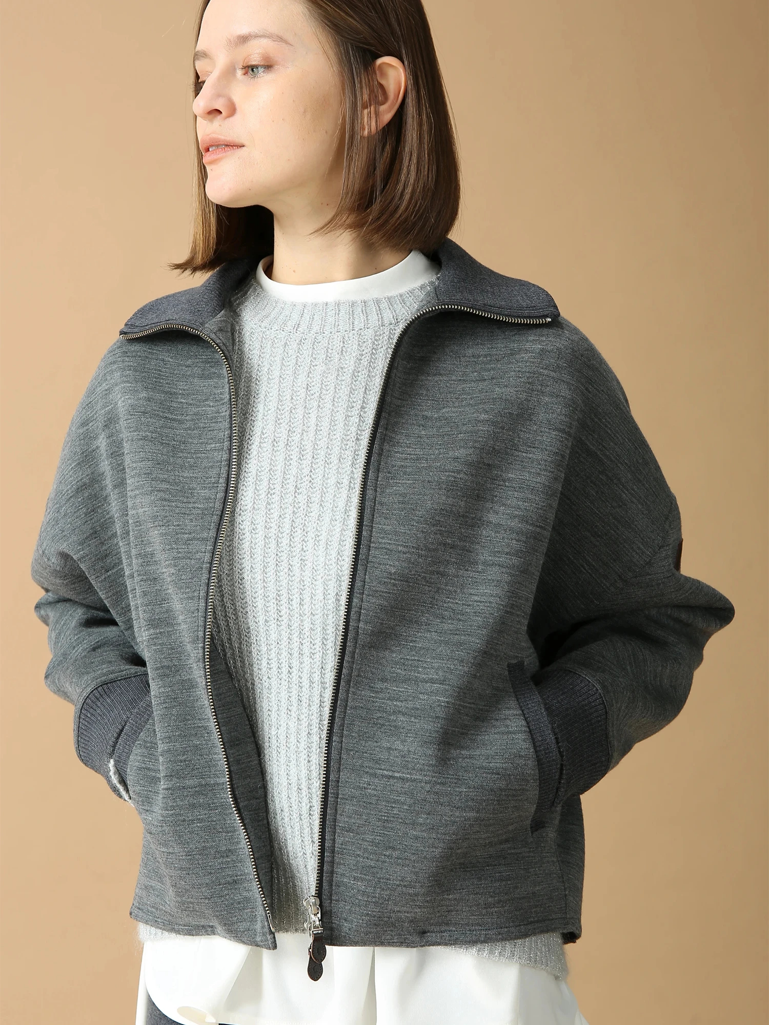 ウールダンボール ジップ ジャケット カーディガン ｜ MORABITO BLANC