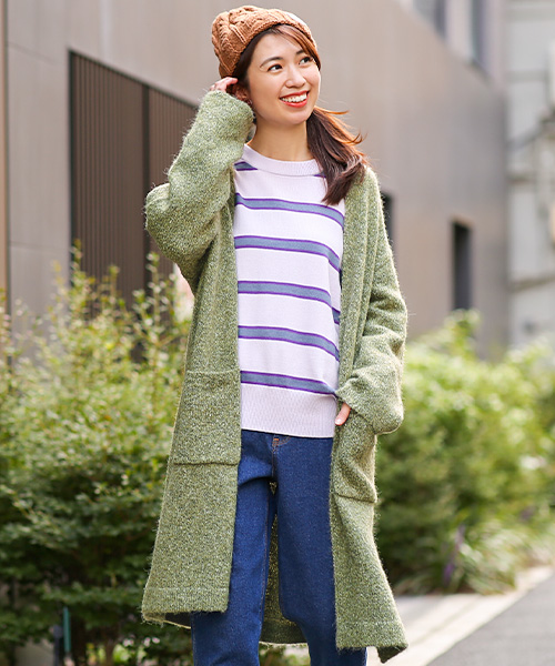 スリットニットロングカーディガン / カーディガン・羽織り