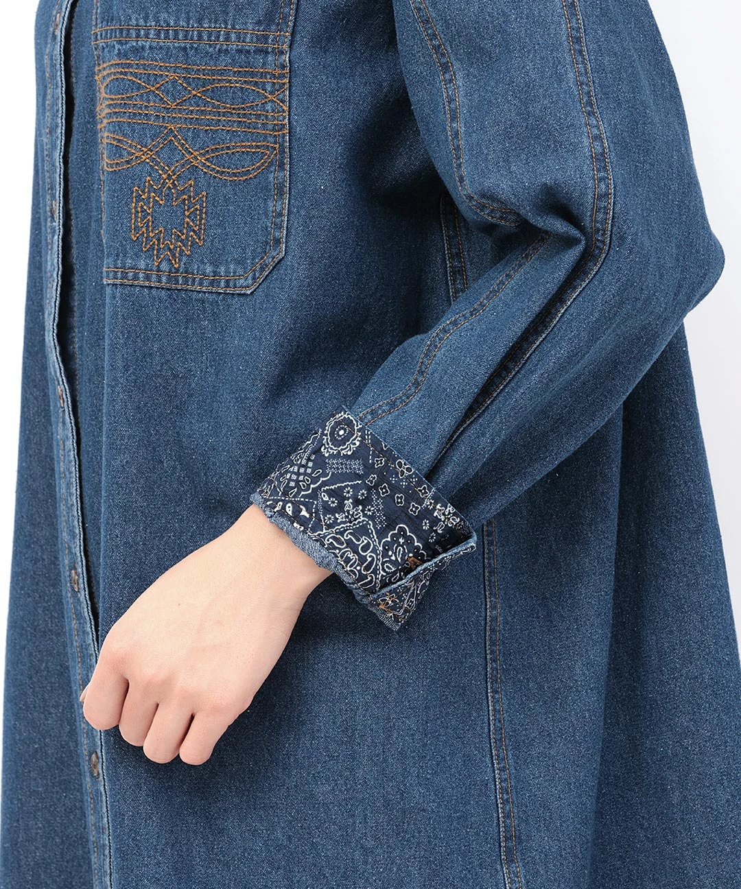 デザインステッチライトデニムワンピース / ワンピース | エスニック