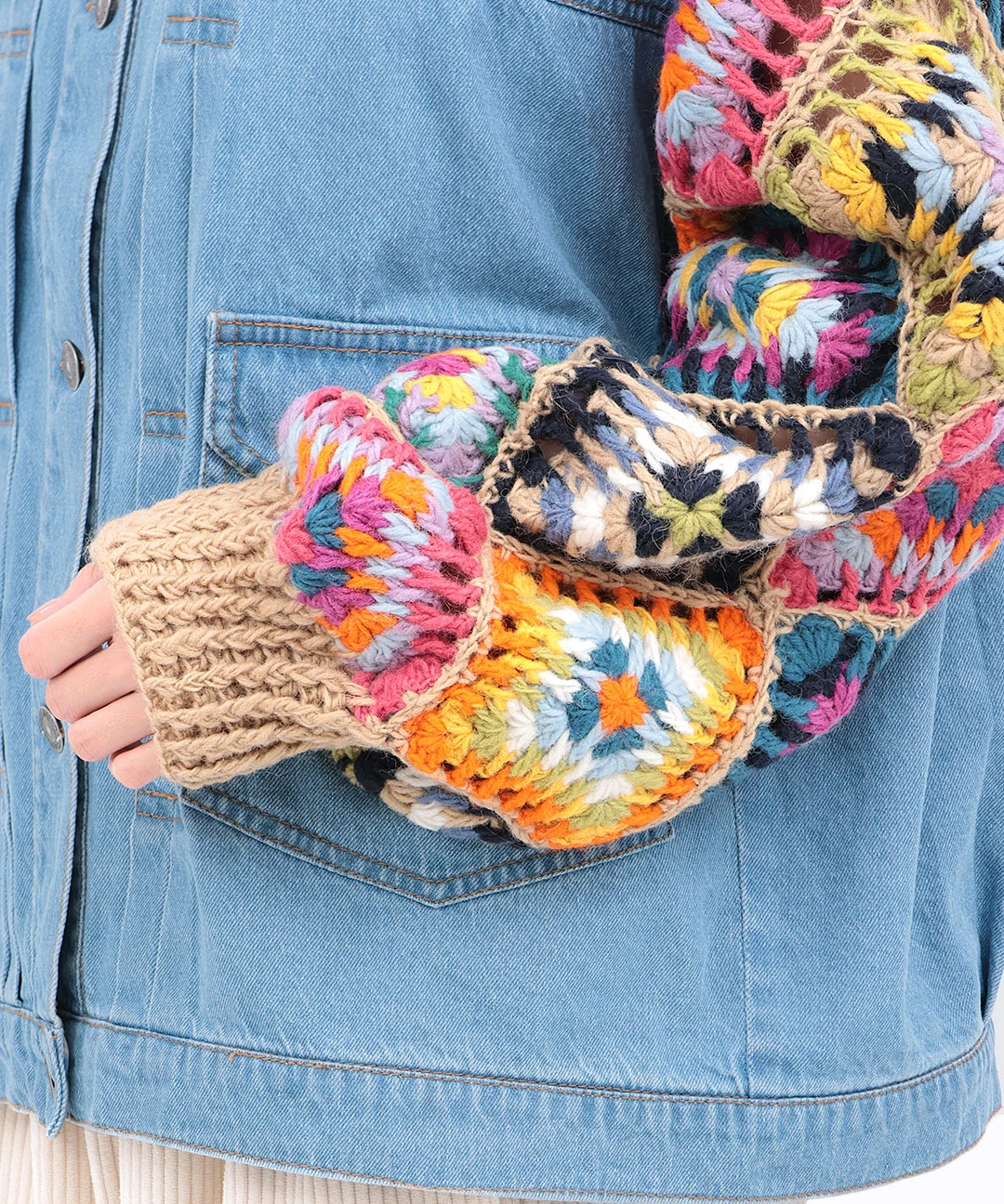 Rico ハンドクロシェスリーブデニムジャケット【2月24日(火)15時までの