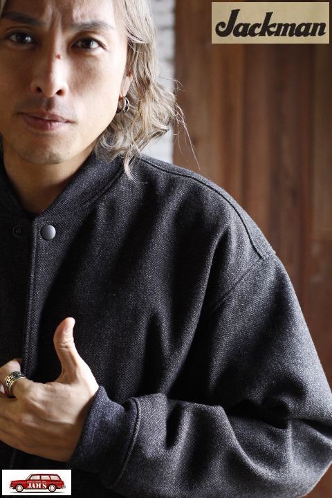 Jackman」Wool Collarless Jacket ジャックマン ウール カラーレス