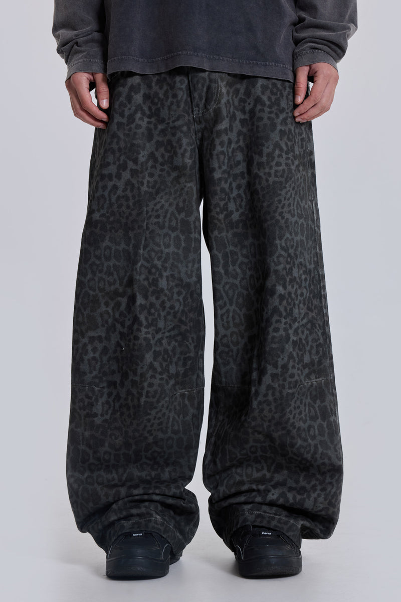 Shop Charcoal Leopard Fade Colossus Jeans | Jaded London | Clothing