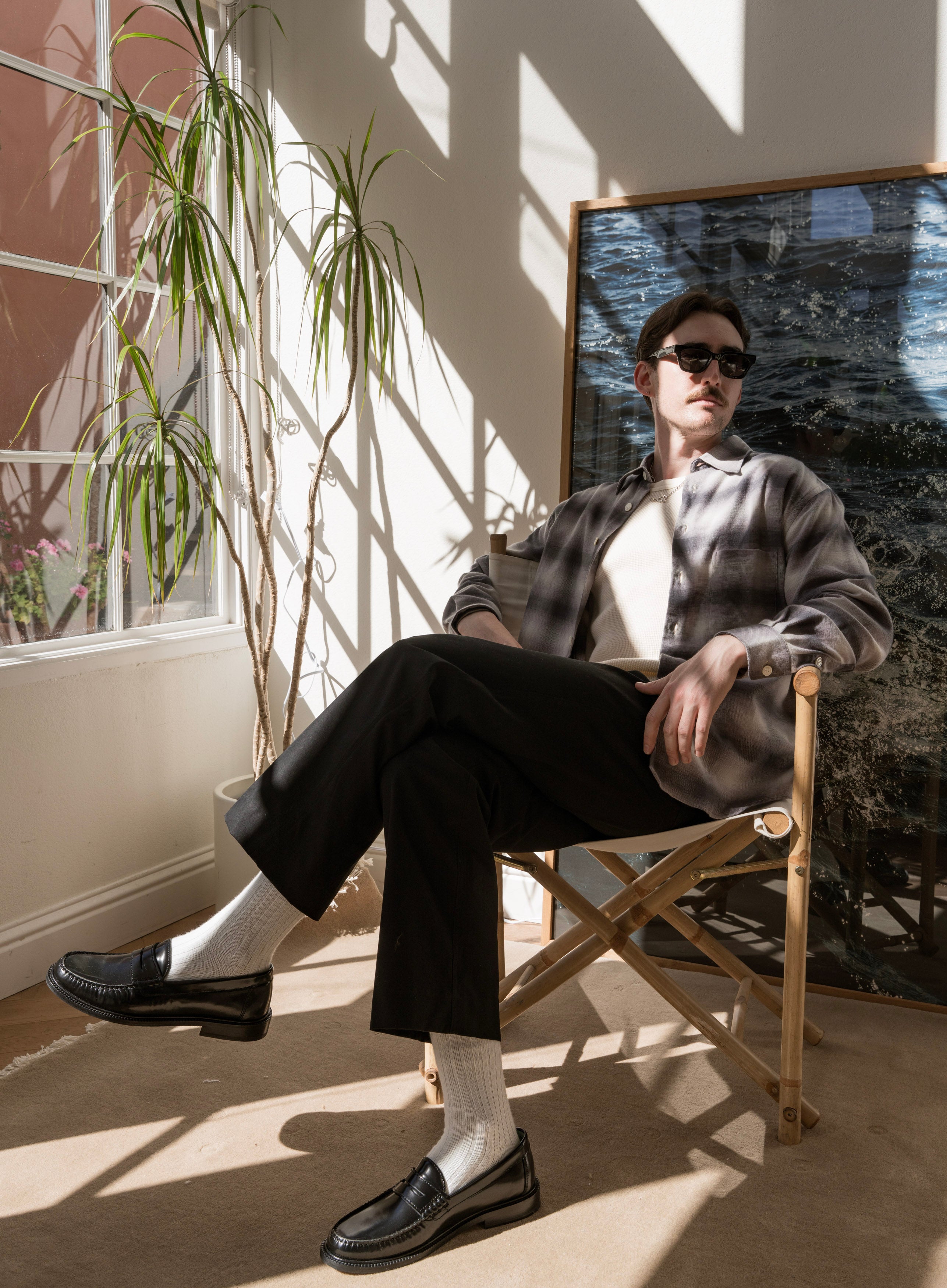 Auralee Smooth Soft Sweat Polo in Olive Brown Curated at Jake and