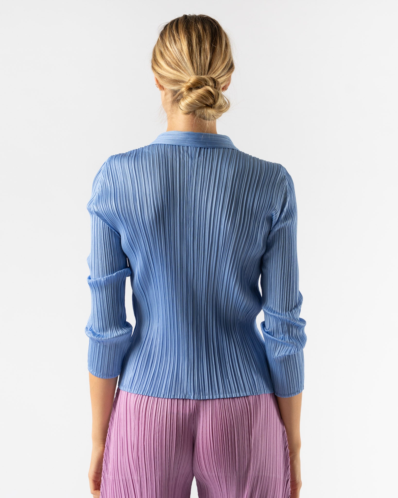 Pleats Please Issey Miyake Pleats Shirt in Light Blue Curated at