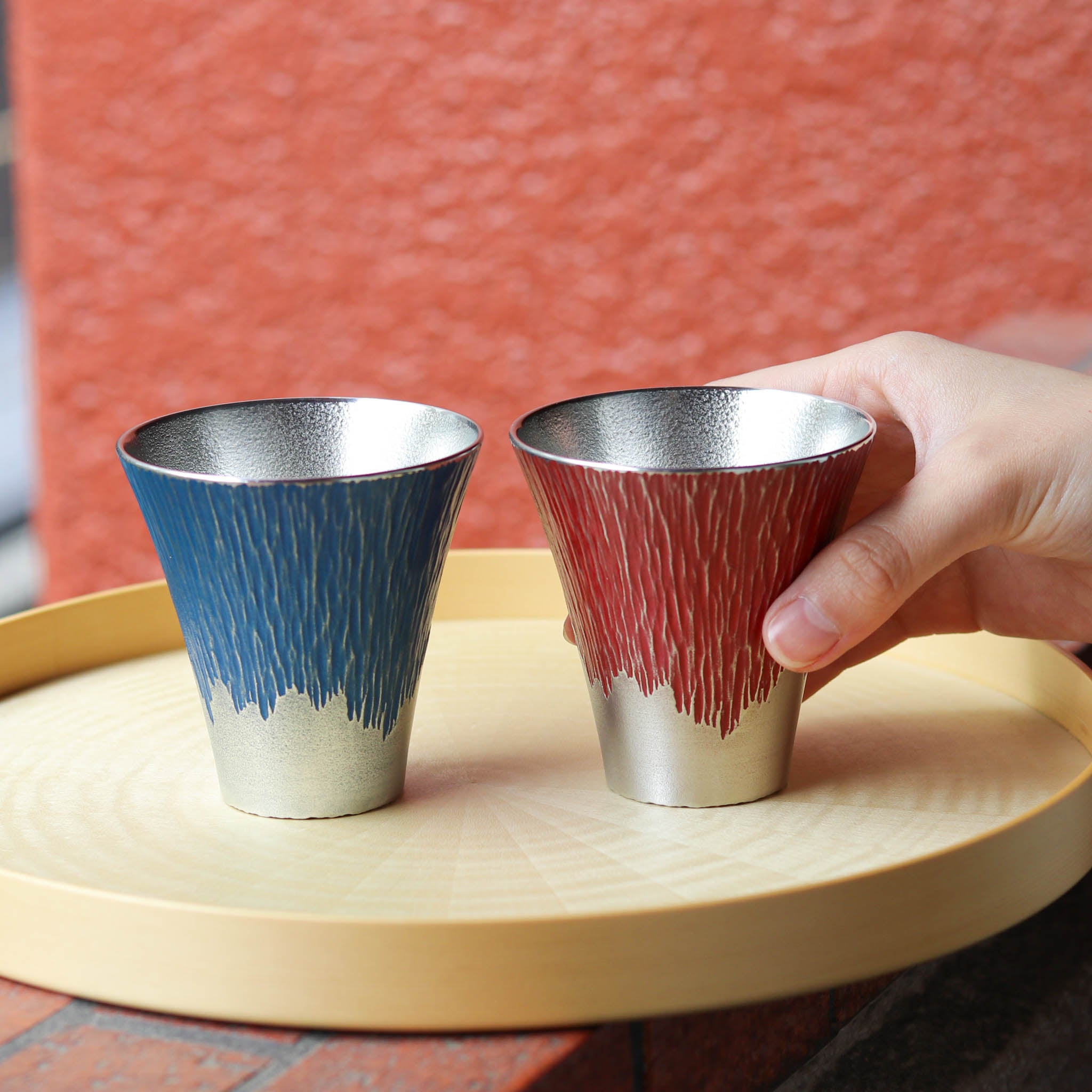 大阪浪華錫器 タンブラー | 富士山 タンブラーペア | 赤・青 | 大阪錫