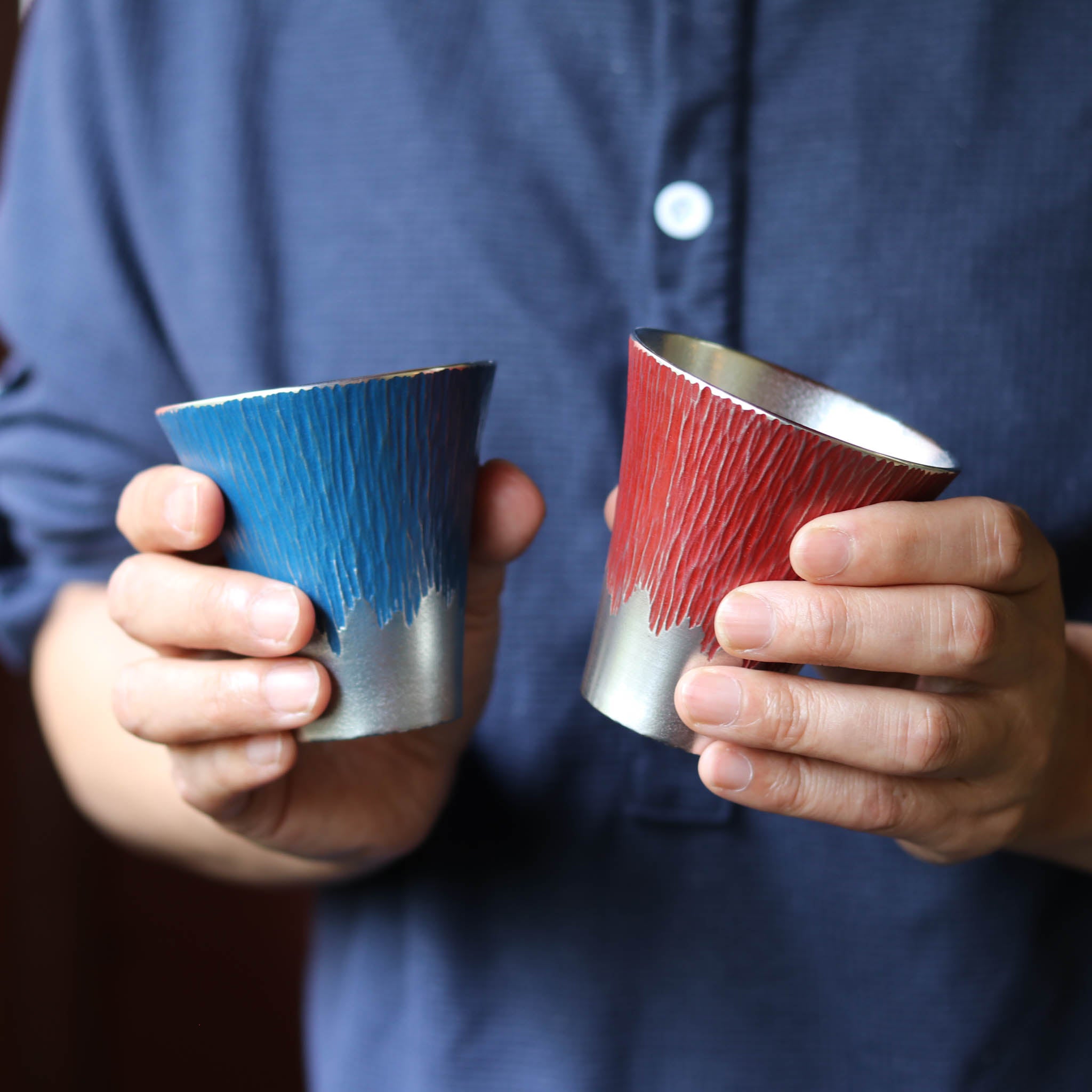 大阪浪華錫器 タンブラー | 富士山 タンブラーペア | 赤・青 | 大阪錫