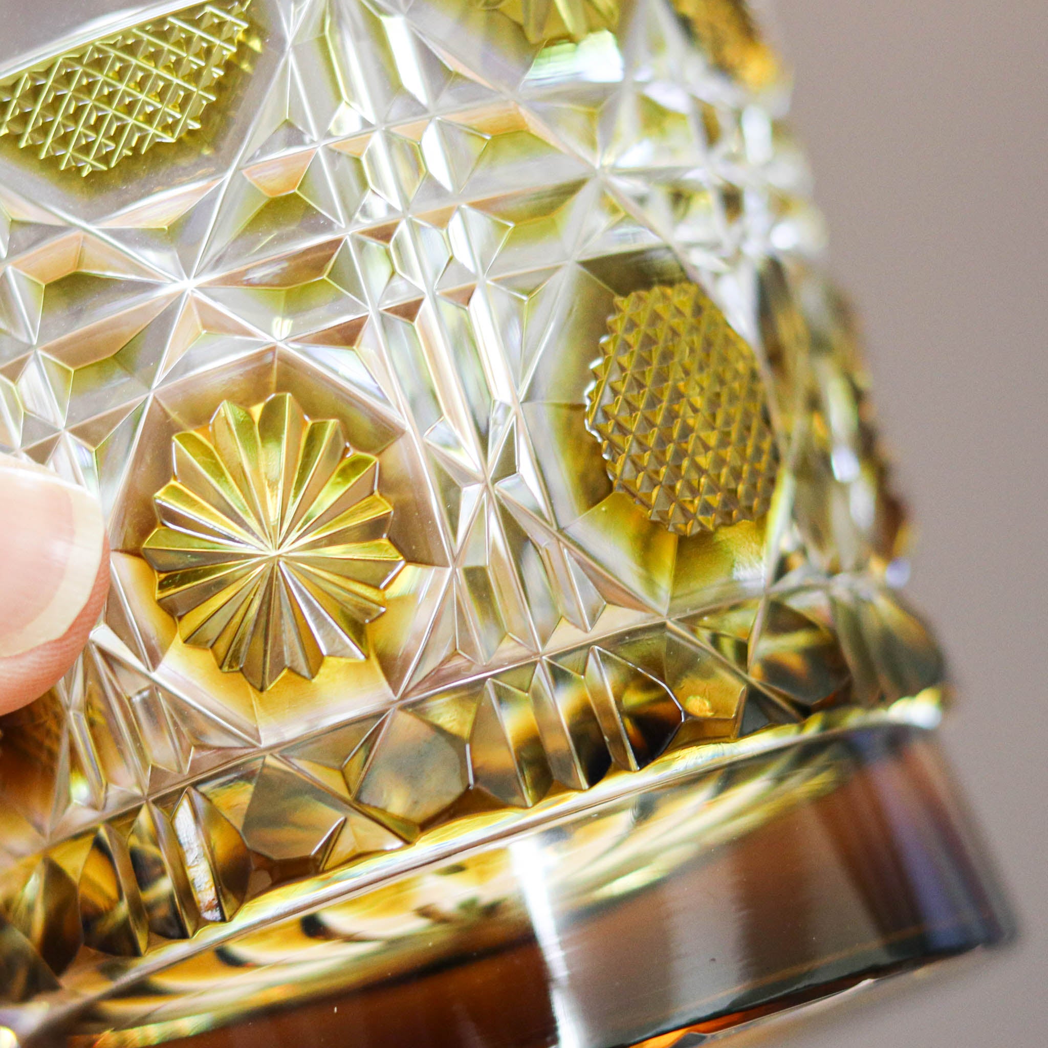 薩摩切子 ロックグラス | オールド | 黄 | 薩摩びーどろ工芸