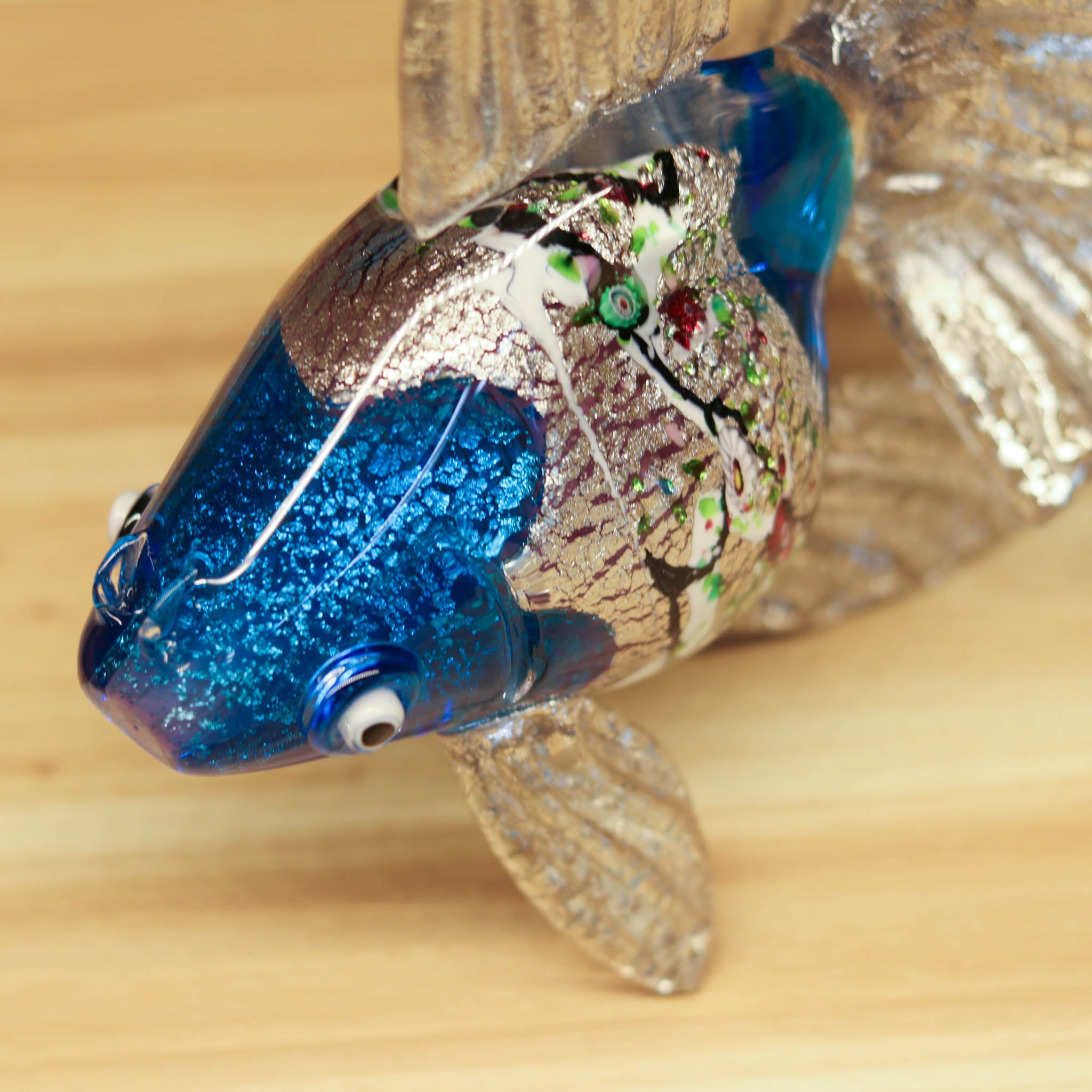 綾ガラス | 金魚 金彩象嵌 光琳 | オーシャンブルー | グラスアート黒木