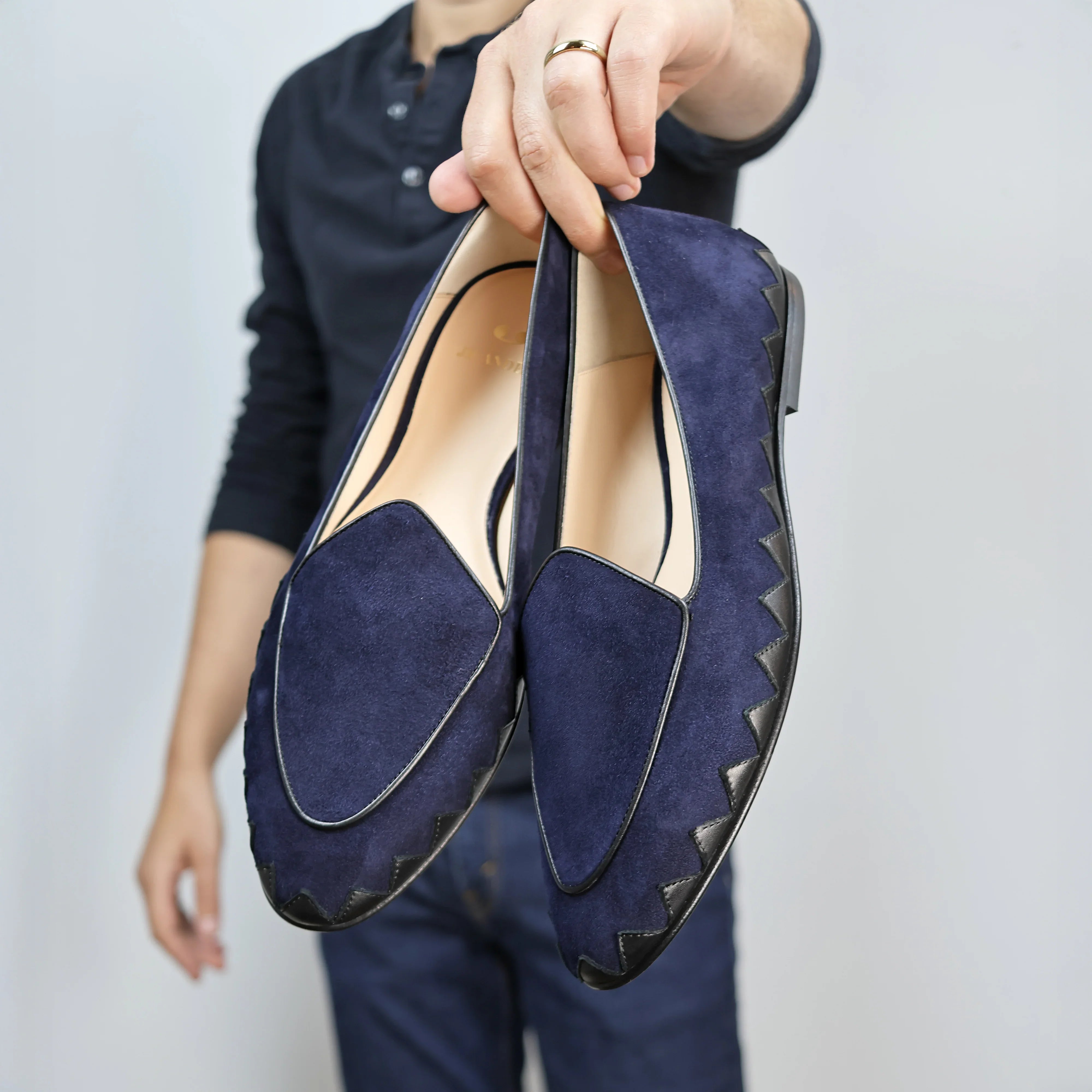 Suede Tuxedo Slipper | Italian Luxury Men's Loafer | Navy – JB Ander