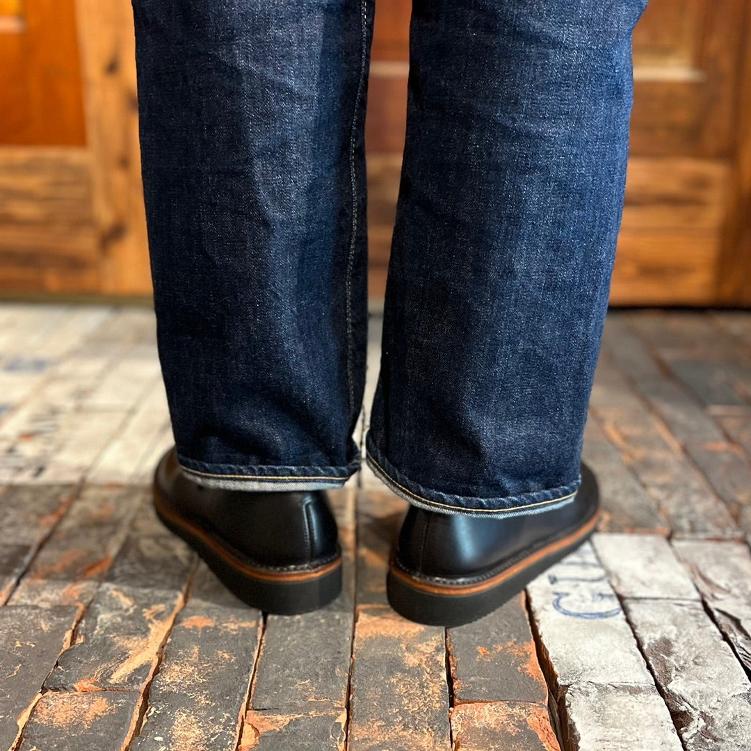 KOTOKA 一枚革ダービーメンズ たつのハンドワックスレザー Black（茶芯