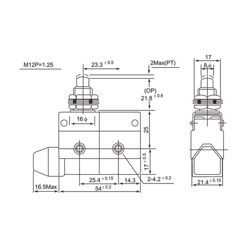 JG - XZ-7310 - Micro Switch Panel Mount Plunger - JIGO