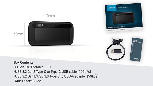 Crucial X8 Portable SSD 2TB」をレビュー。最新QLC型NAND採用のUSB3.1