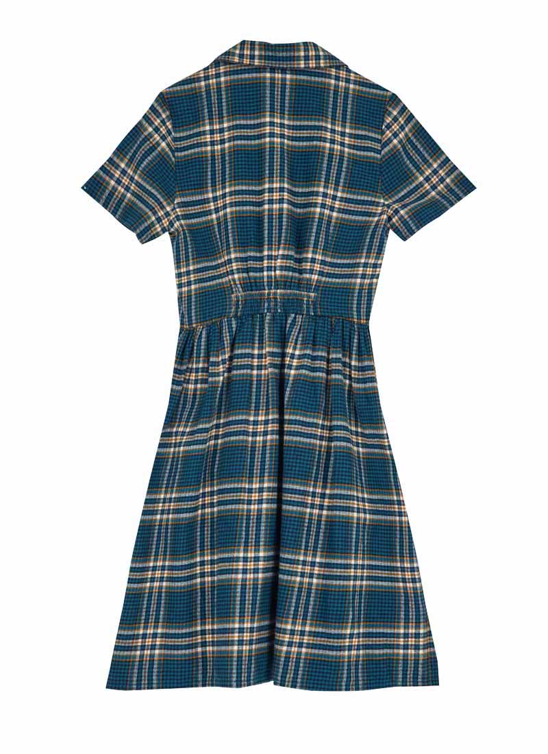 Pepper Check Print Shirt Dress | Vintage-Inspired Blue Tartan