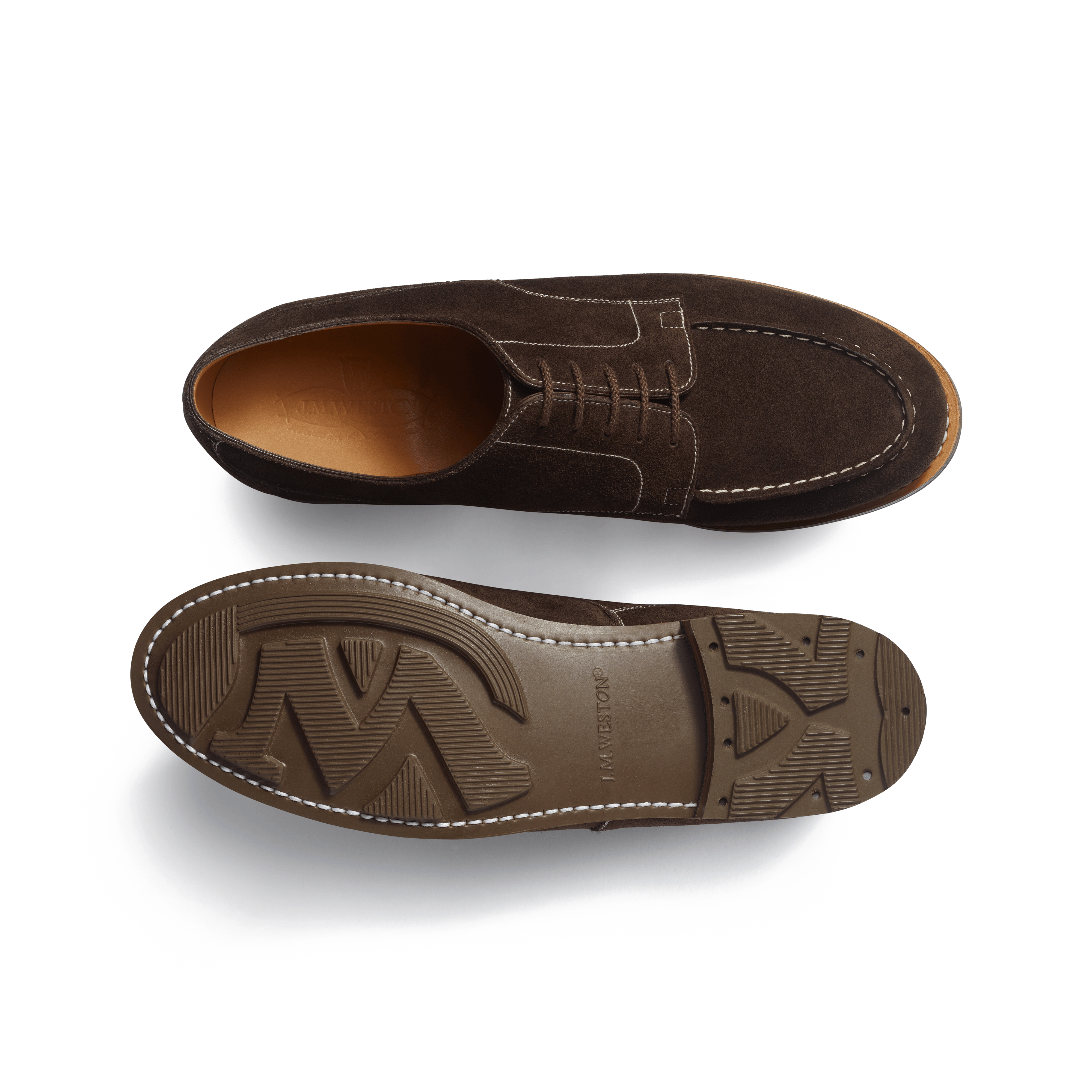 Men's Chocolate suede calfskin with contrasted stitching Derby