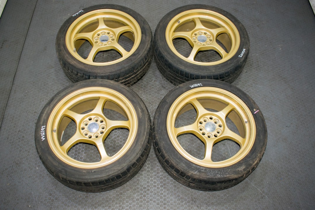 JDM Rays Gram Lights 57c Gold 5 spoke Wheels 17x7.5 5x100 +40