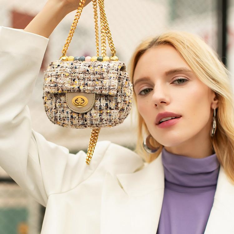 アンズ ツイードバッグ 冬新作 ショルダーバッグ | Baginning