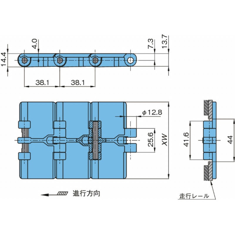 TTP826-LFG-L プラトップチェーン TTP形(直線搬送用) 椿本チエイン 列