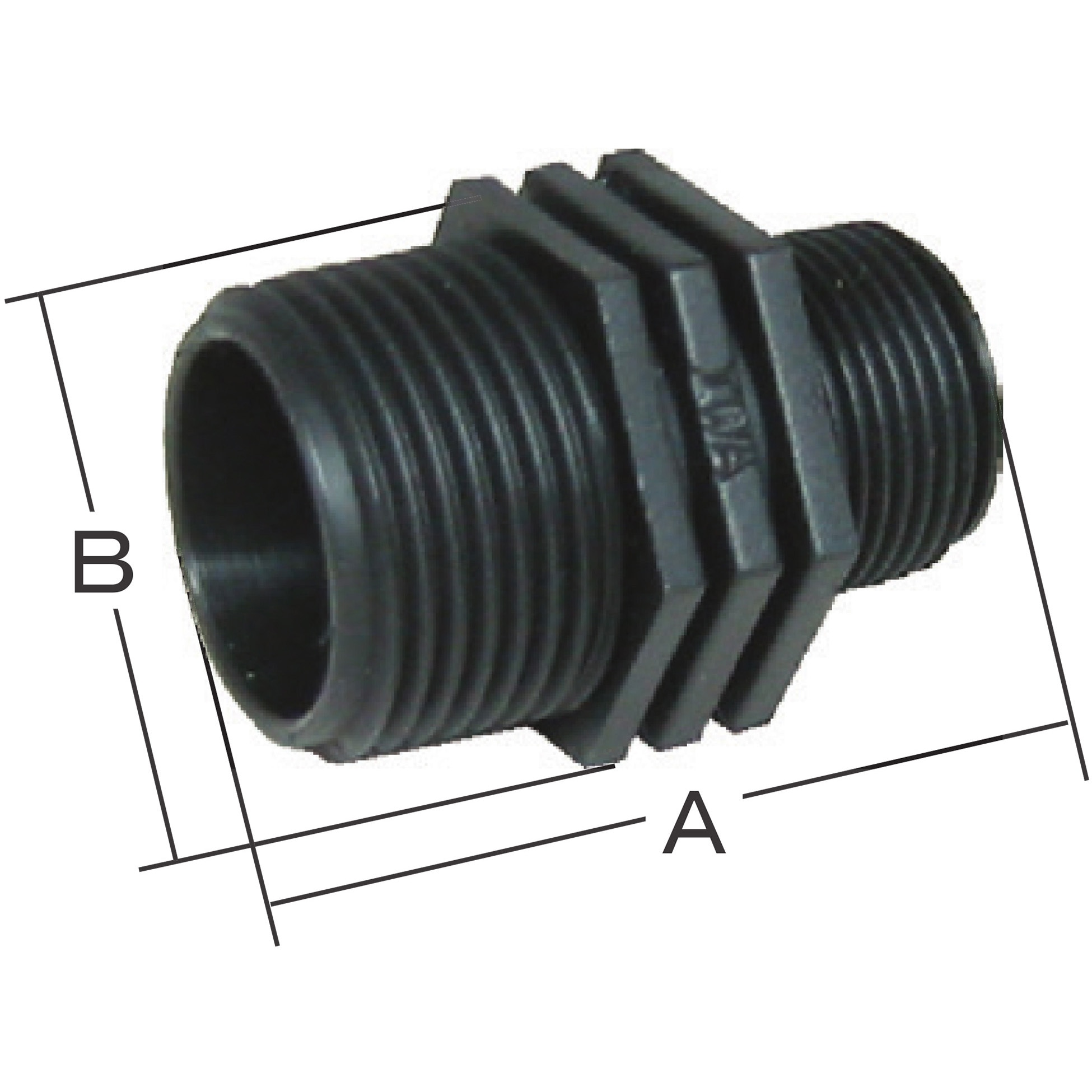 49NIP4025P 樹脂(PP)製 配管継手 【異径】六角ニップル 1個 岩崎製作所