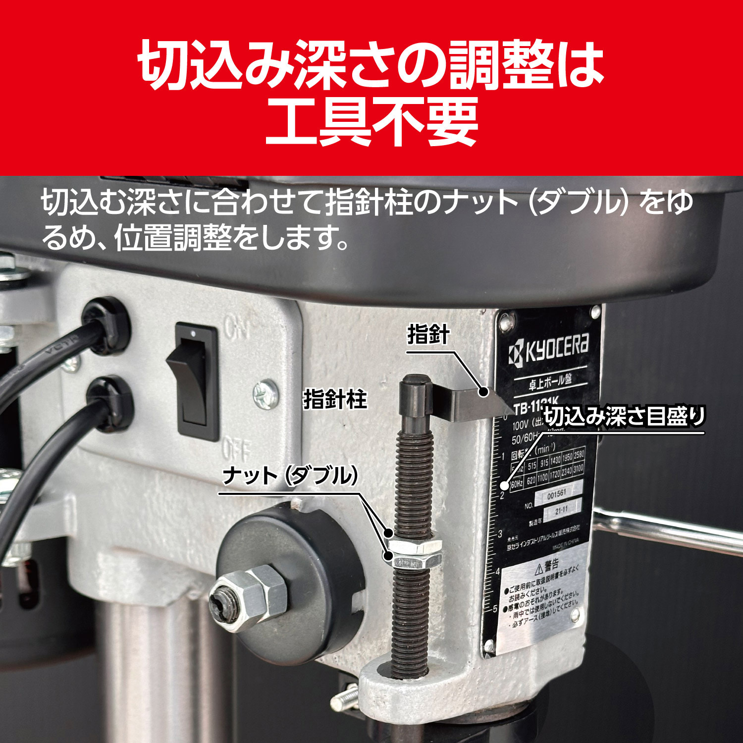 TB-1131K 卓上ボール盤 1台 京セラインダストリアルツールズ 【通販