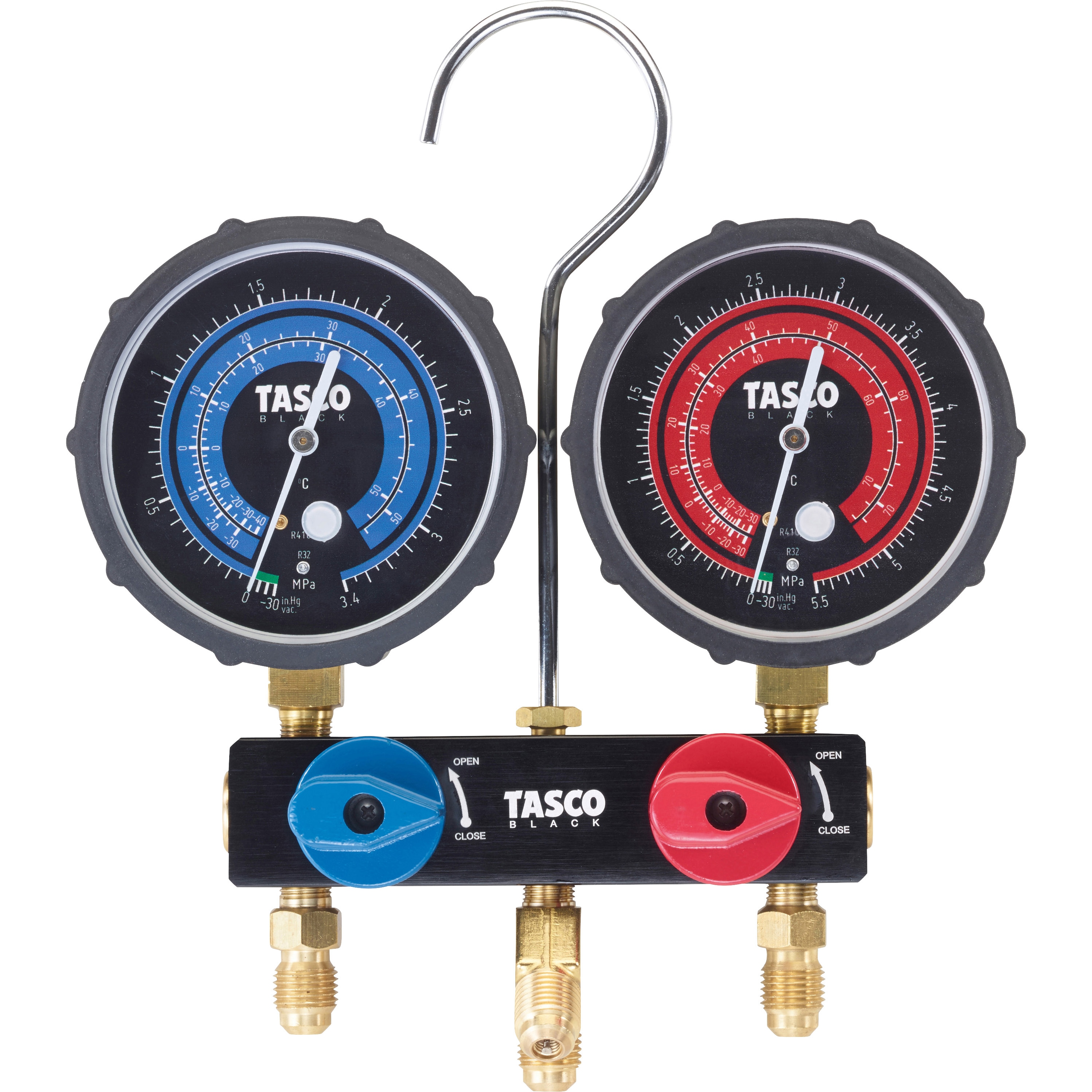 TB122TA R410A・R32用サイトグラス付ゲージマニホールド(TASCO BLACK