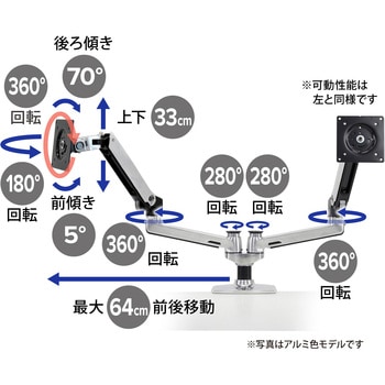 45-245-224 エルゴトロン LX デュアル モニターアーム 横型 2画面