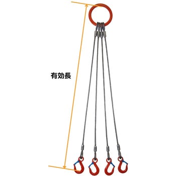4WR1.6TX1 4本吊 ワイヤスリング 大洋製器工業 荷重1.6t ロープ径9mm