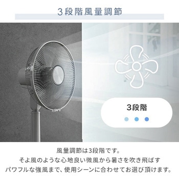 YLT-AG30E(GR) 扇風機 左右首振り 風量3段階 押しボタン 切りタイマー