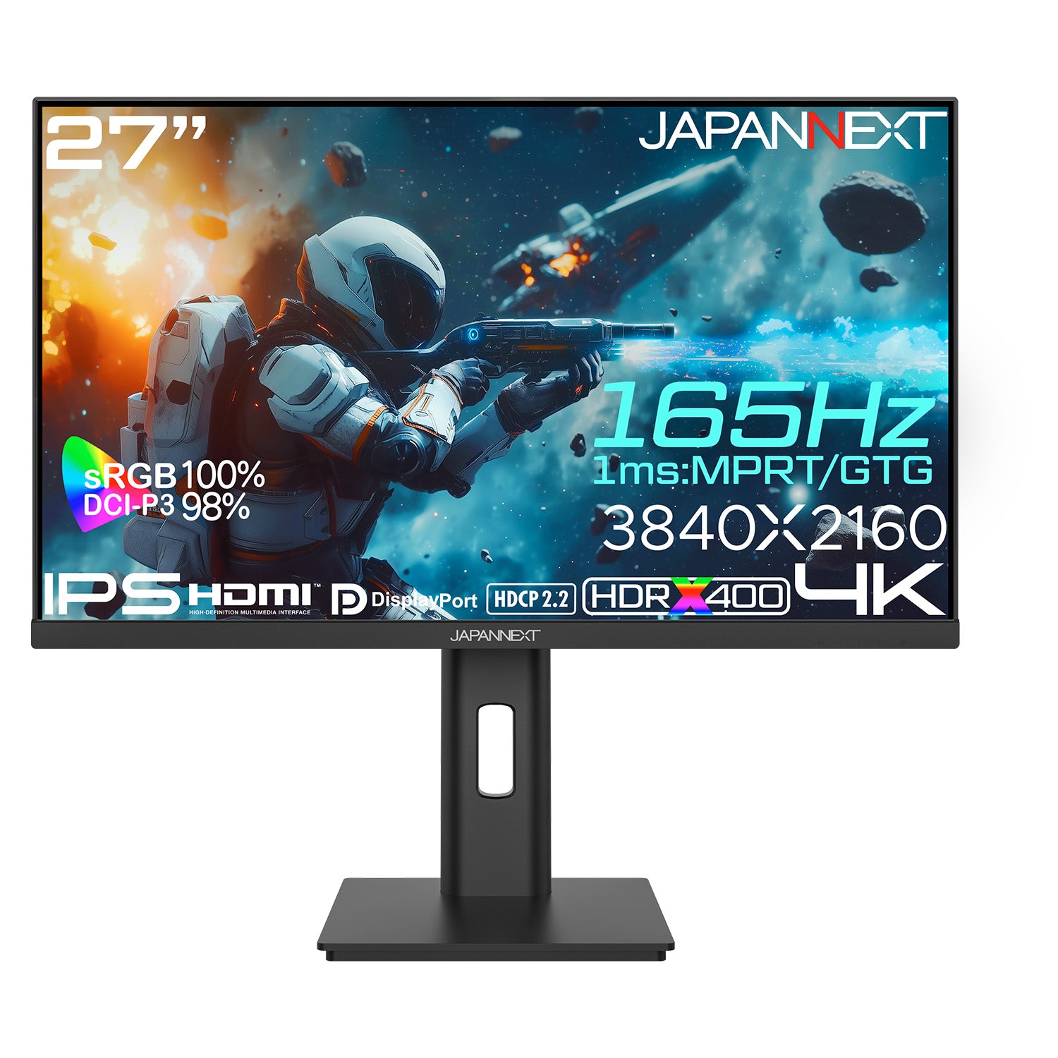JAPANNEXT 27インチ IPSパネル搭載 165Hz対応 4K(3840x2160)解像度