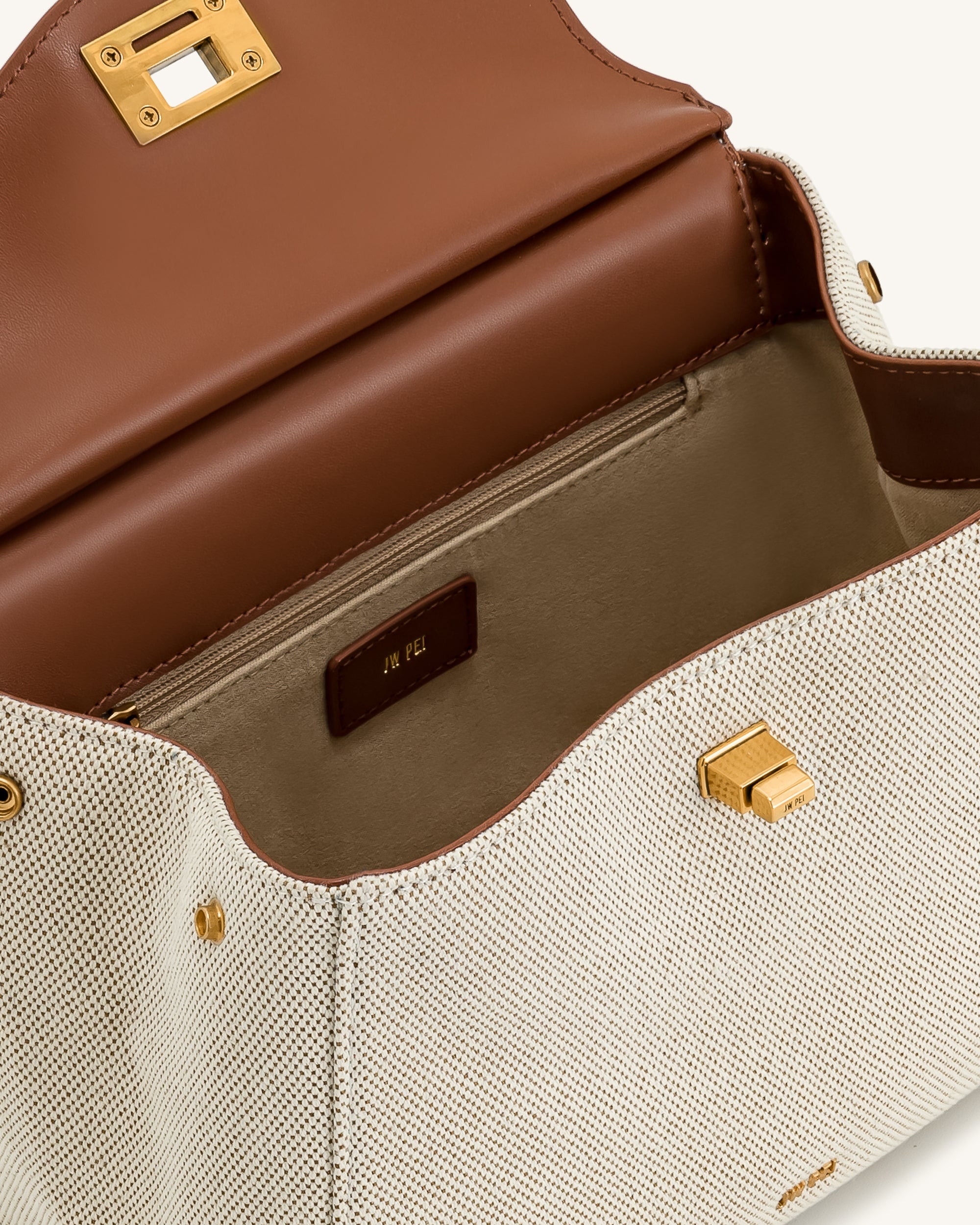 Lucia クラシック・トップハンドバッグ - ブラウン・キャンバス - JW