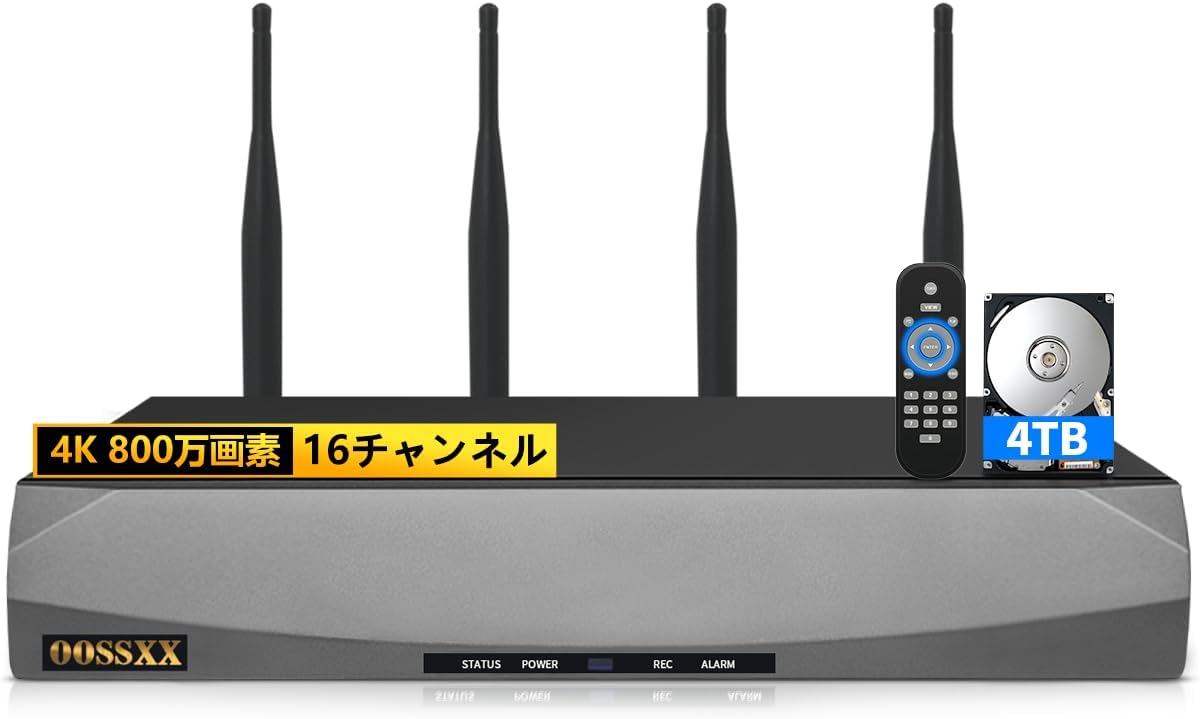 OOSSXX NVRレコーダー 録画機 4K 800万画素録画機 16台まで接続可能